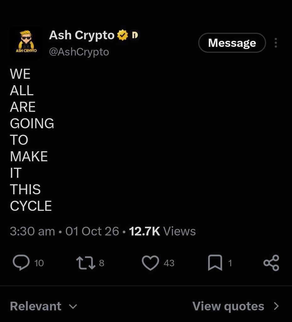 Altcoin Alpha Crypto Cycle Tweet by Ash Crypto @Ash, rypto on X: 'WE ALL ARE GOING TO MAKE IT THIS CYCLE'" Altcoin Alpha Crypto Cycle